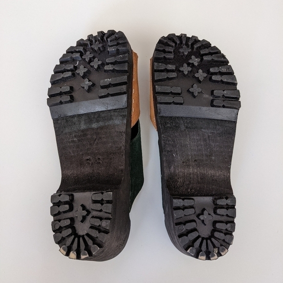 VINTAGE Swedish clogs leather suede platform boho bohemian hippie 38 /7 - Picture 9 of 10